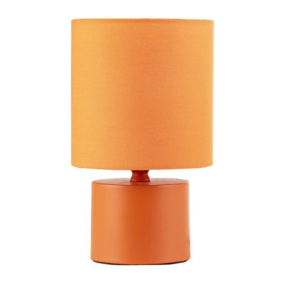 Happy Homewares Modern Vibrant Dusty Orange Table Lamp With Cotton Fabric Drum Shade - image 1