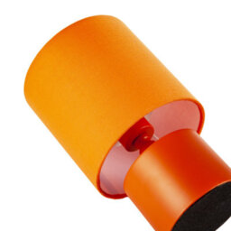 Happy Homewares Modern Vibrant Dusty Orange Table Lamp With Cotton Fabric Drum Shade - thumbnail 5