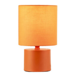 Happy Homewares Modern Vibrant Dusty Orange Table Lamp With Cotton Fabric Drum Shade - thumbnail 2