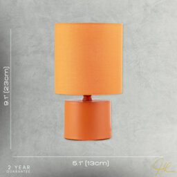 Happy Homewares Modern Vibrant Dusty Orange Table Lamp With Cotton Fabric Drum Shade - thumbnail 7
