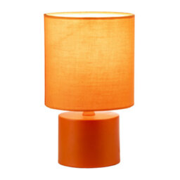 Happy Homewares Modern Vibrant Dusty Orange Table Lamp With Cotton Fabric Drum Shade - thumbnail 4