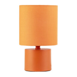 Happy Homewares Modern Vibrant Dusty Orange Table Lamp With Cotton Fabric Drum Shade