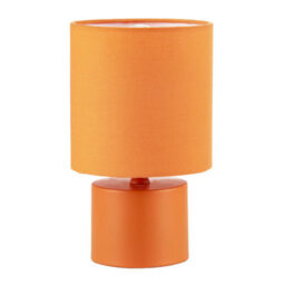 Happy Homewares Modern Vibrant Dusty Orange Table Lamp With Cotton Fabric Drum Shade - thumbnail 3