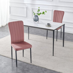 MCC Direct Set Of 2 Pink Velvet Effect Dining Chairs Plush Padded Upholstered Accent Chair - Elle By Mcc - thumbnail 2
