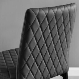 Furniturebox Milan Black Diamond-Stiched Faux Leather Black Leg Padded Bar Stools (Set Of 2) - thumbnail 5