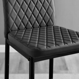 Furniturebox Milan Black Diamond-Stiched Faux Leather Black Leg Padded Bar Stools (Set Of 2) - thumbnail 3