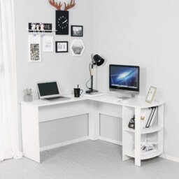 White Corner Pc Table L Shaped Computer Desk Workstation Home Office Study - thumbnail 6