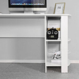 White Corner Pc Table L Shaped Computer Desk Workstation Home Office Study - thumbnail 4