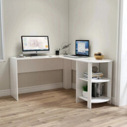 White Corner Pc Table L Shaped Computer Desk Workstation Home Office Study - thumbnail 5
