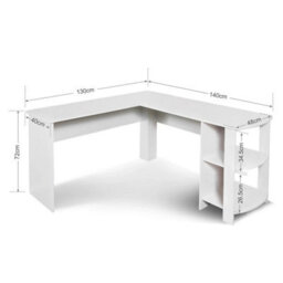 White Corner Pc Table L Shaped Computer Desk Workstation Home Office Study - thumbnail 2