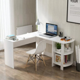 White Corner Pc Table L Shaped Computer Desk Workstation Home Office Study - thumbnail 3