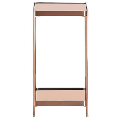 Beliani Copper-Toned Tempered Glass Side Table With Shelf, Durable Iron Legs, 29 X 29 X 60 Cm - image 1