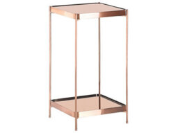 Beliani Copper-Toned Tempered Glass Side Table With Shelf, Durable Iron Legs, 29 X 29 X 60 Cm - thumbnail 3