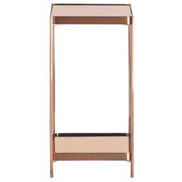 Beliani Copper-Toned Tempered Glass Side Table With Shelf, Durable Iron Legs, 29 X 29 X 60 Cm - thumbnail 1