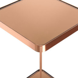 Beliani Copper-Toned Tempered Glass Side Table With Shelf, Durable Iron Legs, 29 X 29 X 60 Cm - thumbnail 5