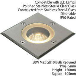 Ip65 Outdoor Led Ground Light Gu10 Bulb Square Steel Flush Walk Over Floor Lamp - thumbnail 2