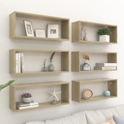 Berkfield Wall Cube Shelf 6 Pcs Sonoma Oak 60X15X23 Cm Engineered Wood - image 1