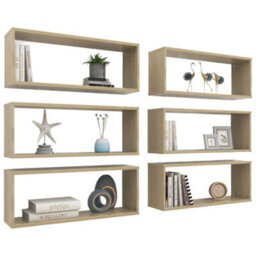 Berkfield Wall Cube Shelf 6 Pcs Sonoma Oak 60X15X23 Cm Engineered Wood - thumbnail 3