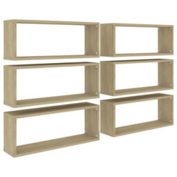 Berkfield Wall Cube Shelf 6 Pcs Sonoma Oak 60X15X23 Cm Engineered Wood - thumbnail 2