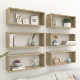 Berkfield Wall Cube Shelf 6 Pcs Sonoma Oak 60X15X23 Cm Engineered Wood - thumbnail 1