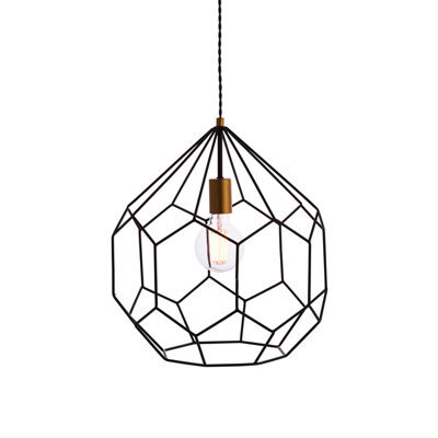 Anson Lighting Bourget 1Lt Matt Black & Satin Gold Paint Ceiling Pendant