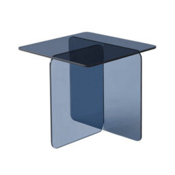 Sweeek - Square Coffee Table Tempered Glass Grey Blue 50X50X46 Cm - Glintz - thumbnail 2