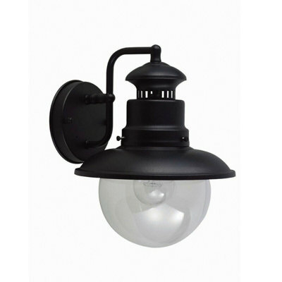 Stylish Outdoor Ip44 Wall Light With Led E27 Bulb - Black Sconce For Exterior Use