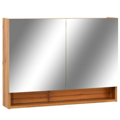 Berkfield Stylish Led Bathroom Mirror Cabinet Oak 80X15X60 Cm Mdf - image 1