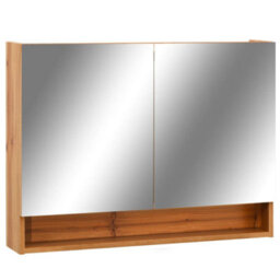 Berkfield Stylish Led Bathroom Mirror Cabinet Oak 80X15X60 Cm Mdf - thumbnail 1