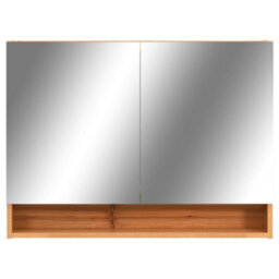 Berkfield Stylish Led Bathroom Mirror Cabinet Oak 80X15X60 Cm Mdf - thumbnail 4