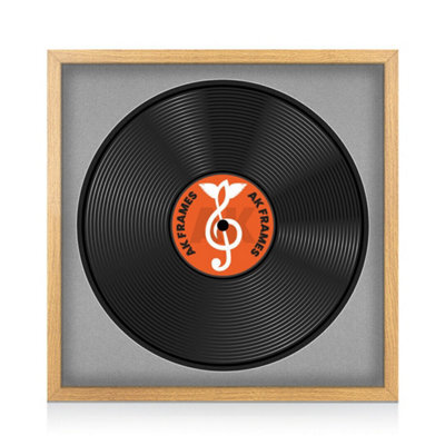 "16X16"" Oak Sleek Vinyl Record Frame With Silver Mount For 12 Inch Lp Disc - Ak Frames" - image 1