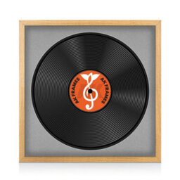 "16X16"" Oak Sleek Vinyl Record Frame With Silver Mount For 12 Inch Lp Disc - Ak Frames" - thumbnail 1