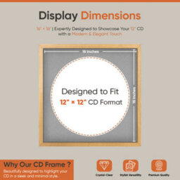 "16X16"" Oak Sleek Vinyl Record Frame With Silver Mount For 12 Inch Lp Disc - Ak Frames" - thumbnail 2