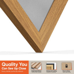 "16X16"" Oak Sleek Vinyl Record Frame With Silver Mount For 12 Inch Lp Disc - Ak Frames" - thumbnail 3