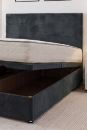 "Knight Sleep York Ottoman Bed Charcoal Plush 5Ft With Mattress & 24""headboard - King Size" - thumbnail 2