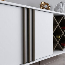 Decorotika Luna Sideboard Storage With Wine Rack And Two Doors - White And Walnut Pattern - thumbnail 3