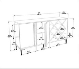 Decorotika Luna Sideboard Storage With Wine Rack And Two Doors - White And Walnut Pattern - thumbnail 5