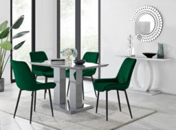 Furniturebox Uk Imperia 4 Grey Dining Table And 4 Green Pesaro Black Leg Chairs - thumbnail 1