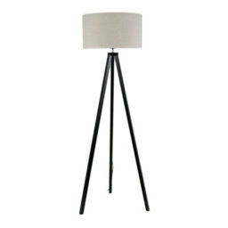 Valuelights Barbro Black Tripod Floor Lamp With White Trim Drum Shade And Bulb - thumbnail 3