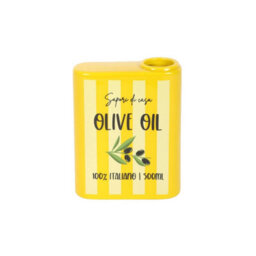 Vintage Olive Oil Tin Vase - Rustic Ceramic Flower Display - thumbnail 3