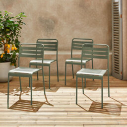 Sweeek - Set Of 4 Stackable Steel Garden Chairs Amelia Green 44X52X79 Cm - thumbnail 5
