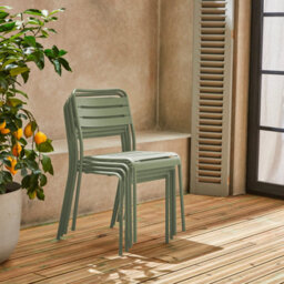Sweeek - Set Of 4 Stackable Steel Garden Chairs Amelia Green 44X52X79 Cm - thumbnail 6