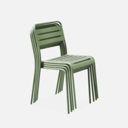 Sweeek - Set Of 4 Stackable Steel Garden Chairs Amelia Green 44X52X79 Cm - thumbnail 3