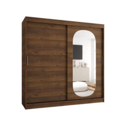 Arte Royal 200Cm Sliding Door Wardrobe Oak Walnut With Arched Mirror Panel - thumbnail 2