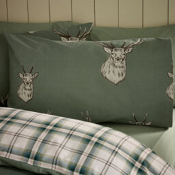 Catherine Lansfield Stag Check Green Duvet Cover Set King Bedding Set - thumbnail 3