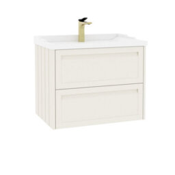 Royal Bathrooms Elmore 700mm Wall Hung 2 Drawer Bathroom Vanity Unit With Traditional Ceramic Basin Sink - Classic White - thumbnail 6