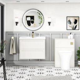 Royal Bathrooms Elmore 700mm Wall Hung 2 Drawer Bathroom Vanity Unit With Traditional Ceramic Basin Sink - Classic White - thumbnail 4