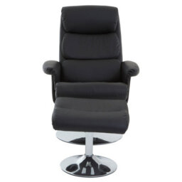 Orsina Luxurious Black Leather Effect Reclining Chair And Footstool, Easy To Clean Leather Chair, Comfy Footstool - thumbnail 4