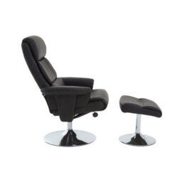 Orsina Luxurious Black Leather Effect Reclining Chair And Footstool, Easy To Clean Leather Chair, Comfy Footstool - thumbnail 2