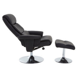 Orsina Luxurious Black Leather Effect Reclining Chair And Footstool, Easy To Clean Leather Chair, Comfy Footstool - thumbnail 3